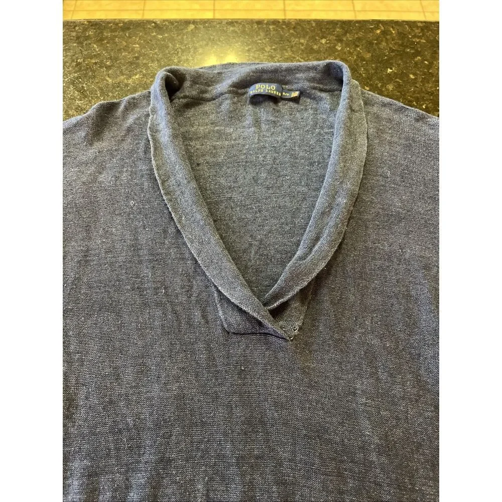 Ralph Lauren Polo Navy Linen Sweater Roll Neck Sz Sm‎ Preppy Beach Summer Spring